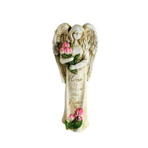Resin Angel Statue Sculpture, Outdoor Garden Fairy Figurine, Home Where Heart